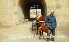 A local farmer drives his oxcart home, Yulin.