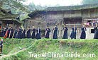 Solemn local people of Langdeshang Village played the special instrument, Guizhou.