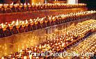 Lines of butter lamps, Ganden Monastery, Lhasa, Tibet