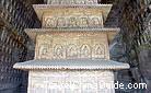 Pagoda-shaped pillar in the center of this cave is delicately carved with Buddha statues of various postures, Yungang Caves.