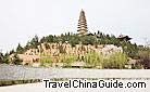 The Puning Temple lies on a mound, 12 kilometers northwest of the county seat of Yongji. Pujiu Temple Pagoda is square, each side of the ground floor measuring 8.05 meters